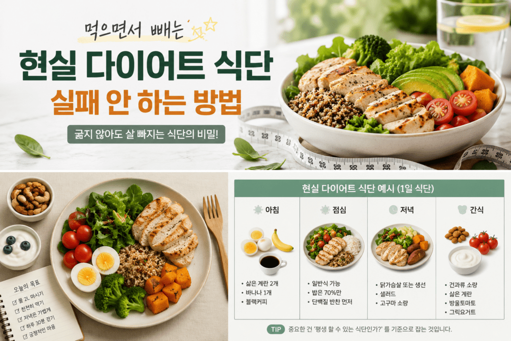 먹으면서 빼는 현실 다이어트 식단, 실패 안 하는 방법
