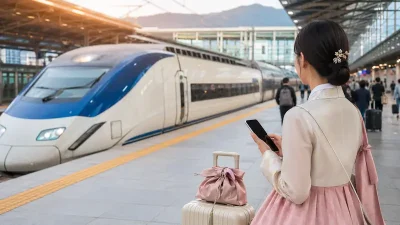 2026 추석 기차표 예매를 준비하는 KTX 승강장과 모바일 예매 장면